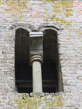 Romanesque bell window at church Vries 