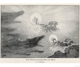 Skoll and Hati chasing Sun and Moon